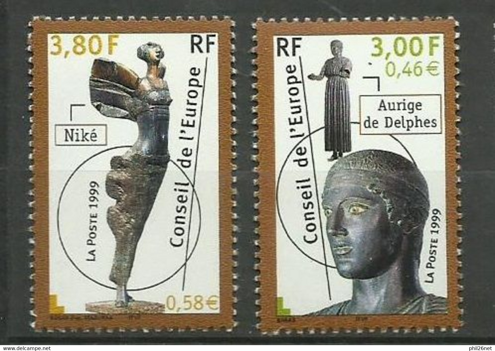France Service   N° 120 Et121 Statues   Aurige De Delphes Et Déesse Kiné    Neufs  * *   TB  Voir Scans Soldé ! ! ! - Mint/Hinged