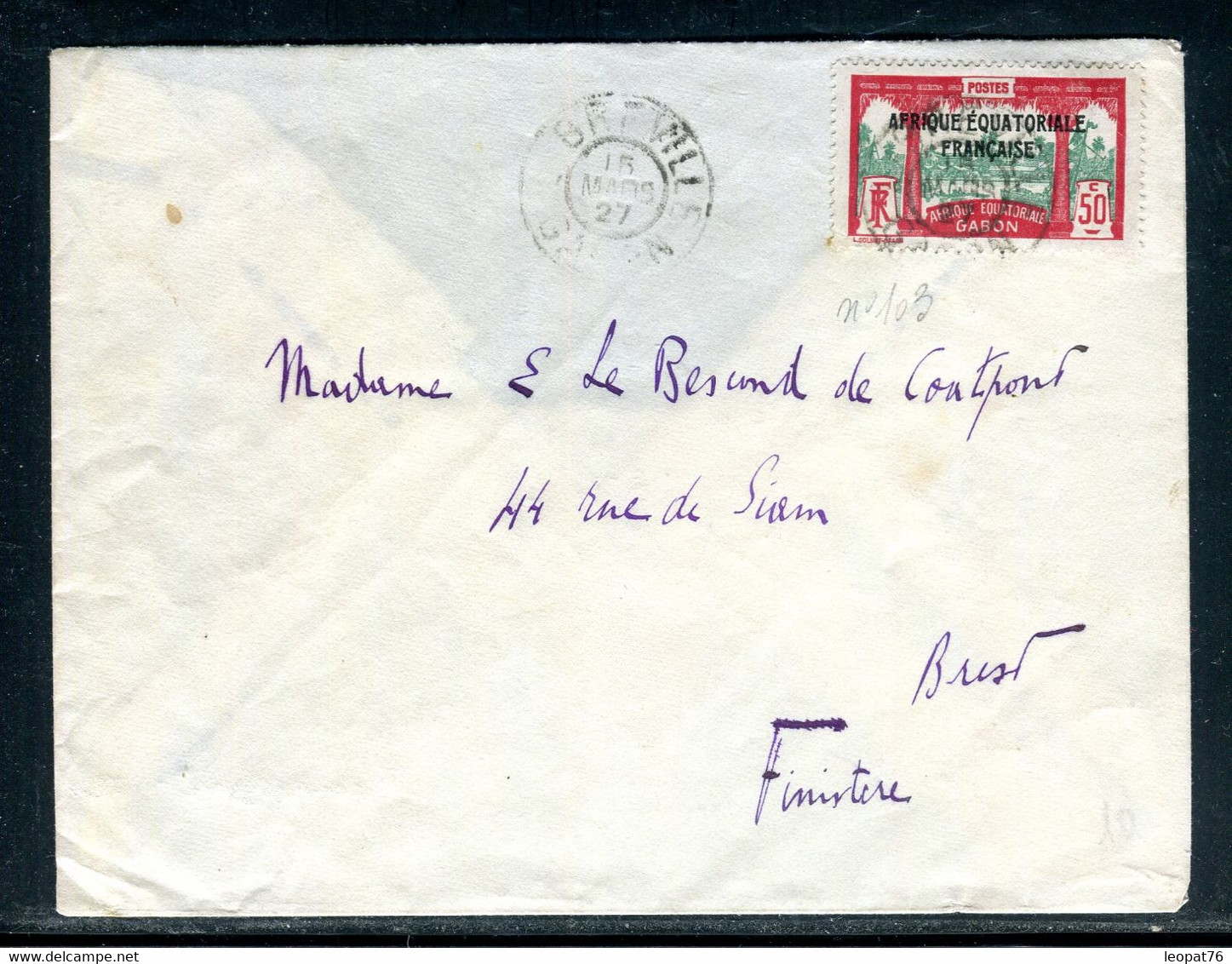 Gabon - Enveloppe De Libreville Pour La France En 1927 - O 79 - Lettres & Documents