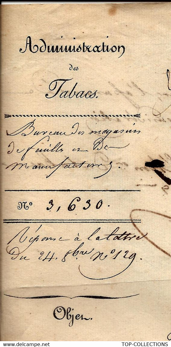 TABAC  ENTETE  ADM. DES  TABACS PARIS 1831 Pour CAHORS CACHETS ROUGES+SIGNATURE B.E.V.SCANS - Documenti Storici