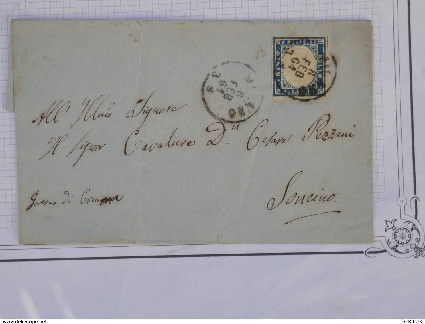 BF10  ITALIA L BELLE LETTERA 1861  MILANO A LONCINO  +CURSIVE VERSO +AFFRANC. INTERESSANT   ++ - Ohne Zuordnung