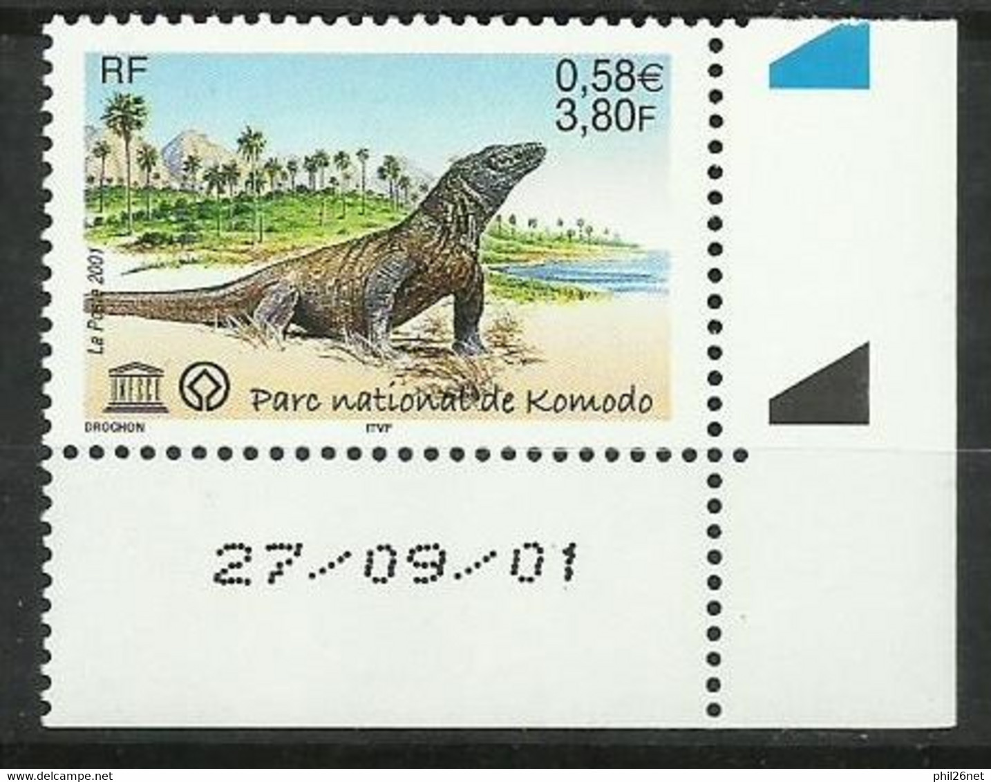 France Service   N° 125  Dragon De Komodo  Coin Daté Avec Repères De Couleurs    Neuf  * *   TB  Voir Scans Soldé ! ! ! - 2000-2009