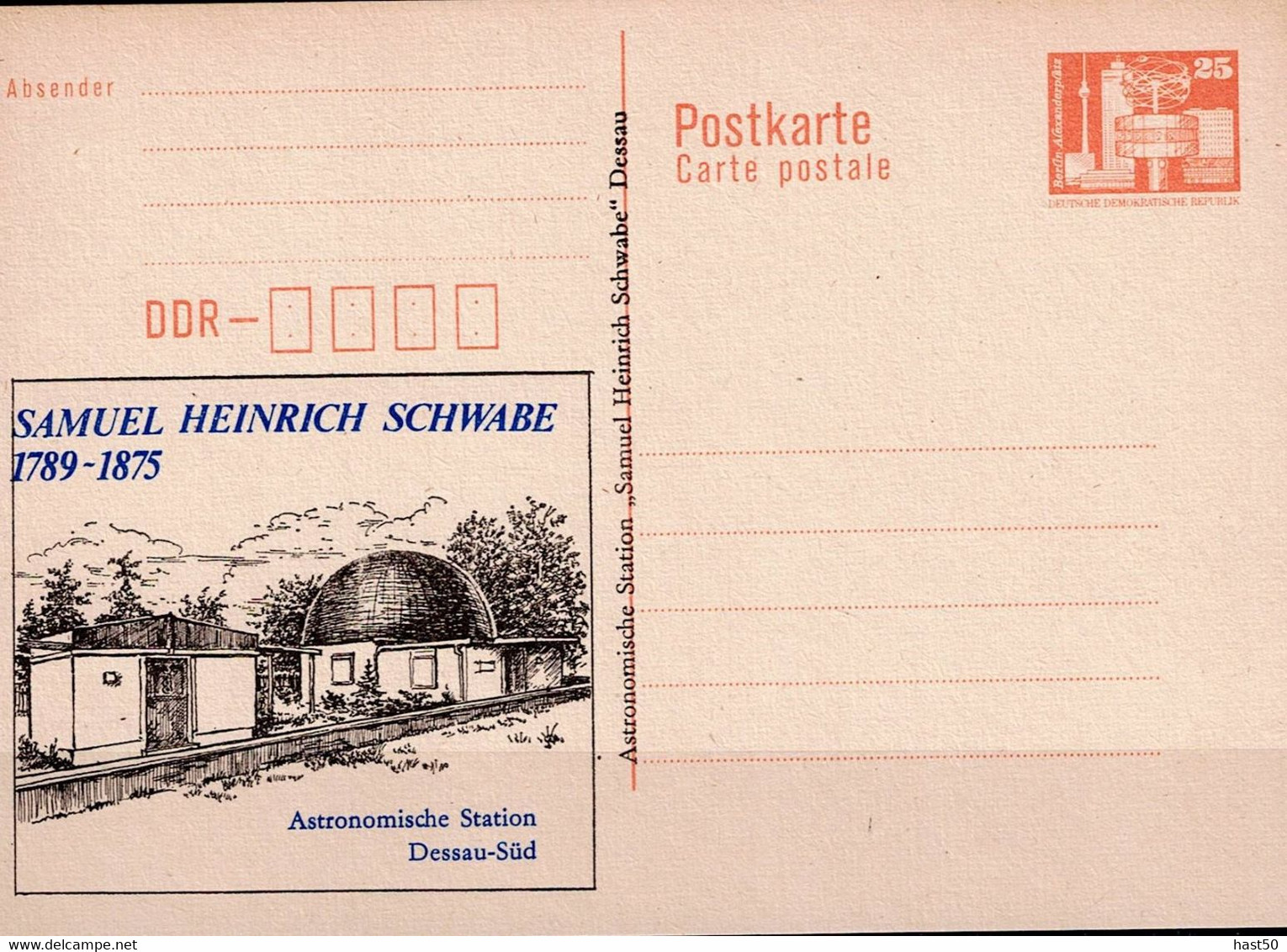 DDR GDR RDA - Postkarte Weltzeituhr Orange (MiNr: P 87 4-89 [C9]) 1989 - Siehe Scan - Privatpostkarten - Ungebraucht