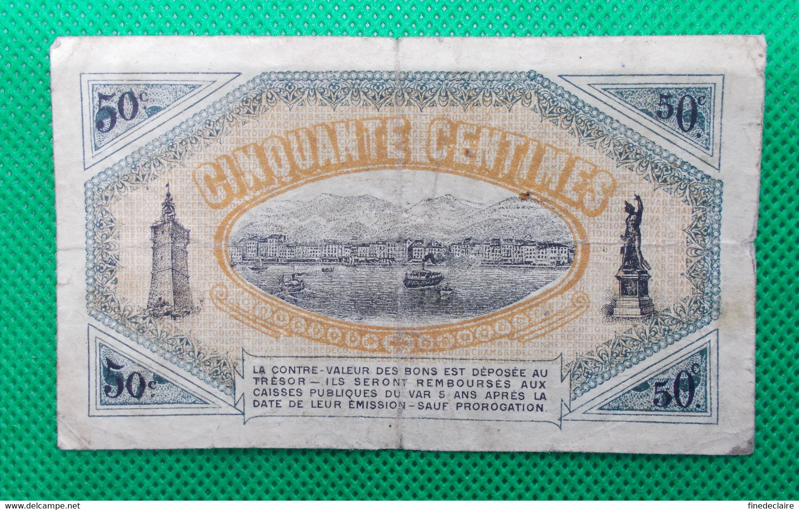 Billet Chambre De Commerce De Toulon  Var - 50 Centimes - 5° émission  Série: 506 Sans Filigrane - 3 Mars 1919 - Chambre De Commerce