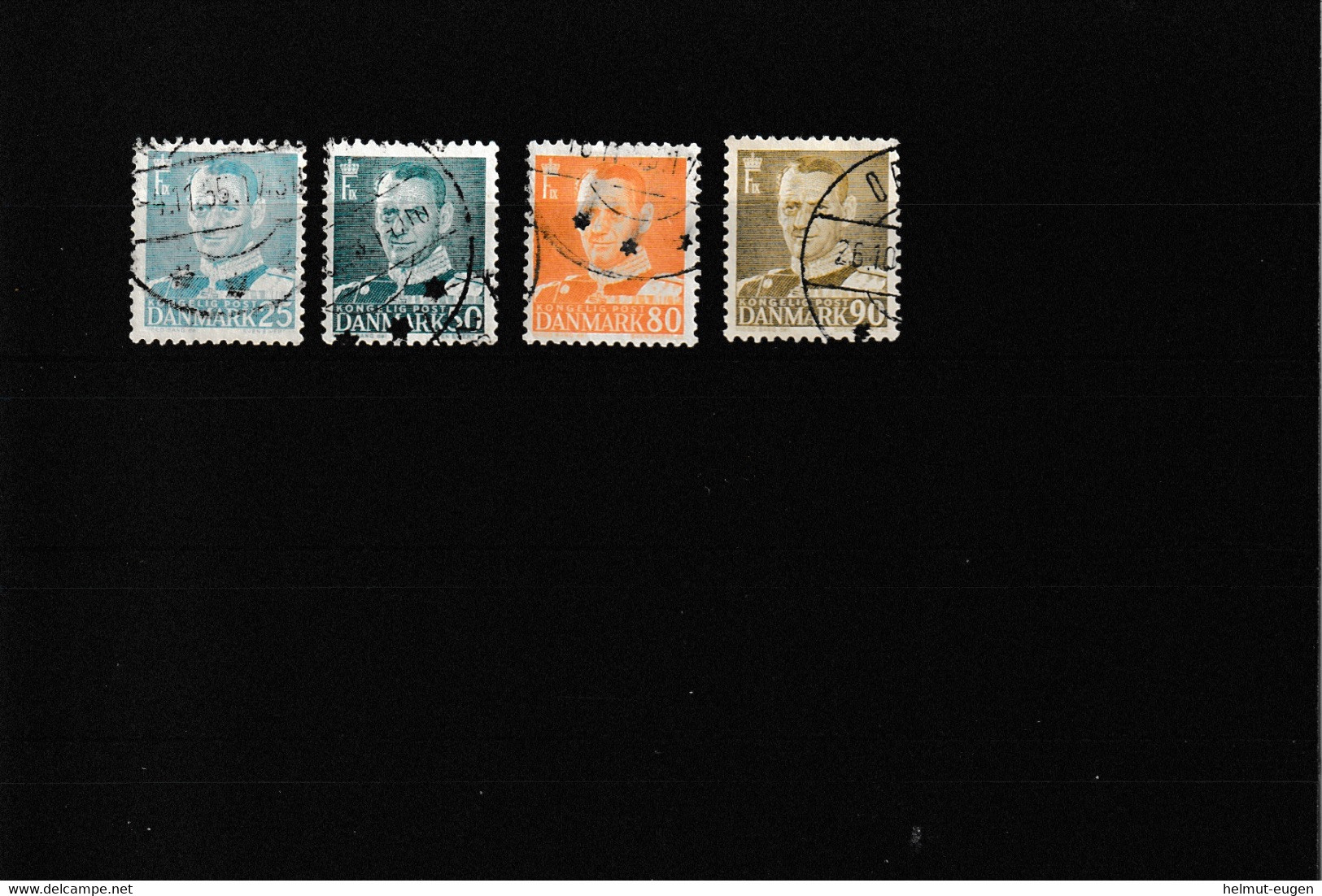 MiNr. 333, 335, 337, 338 Dänemark 1952, 25. Juni/1962, 15. Nov. Freimarken: König Frederik IX. StT - Used Stamps