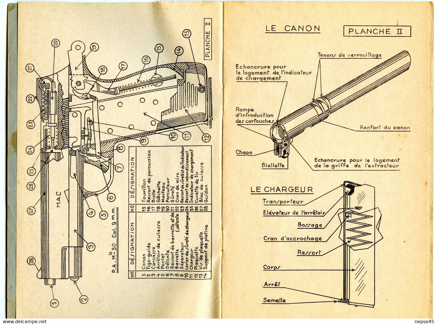 Pistolet Automatique De 9 Mm Modèle 1950.Librairie Militaire Saint-Cyr - Coëtquidam. - Français