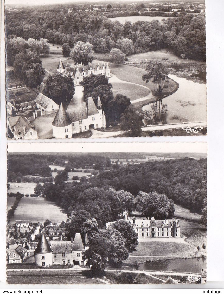 2 CPM PHOTO TUFFE , LE CHATEAU VUE AERIENNE - Tuffe