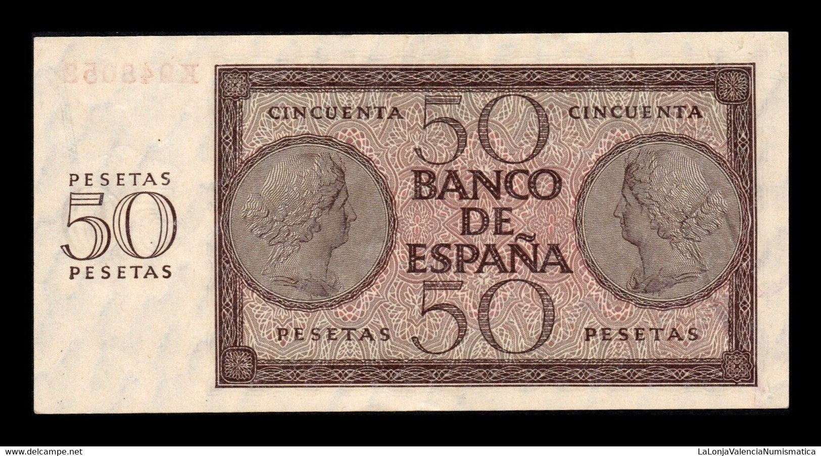 España Spain 50 Pesetas Burgos 1936 Pick 100 Serie K EBC+ XF+ - 50 Peseten