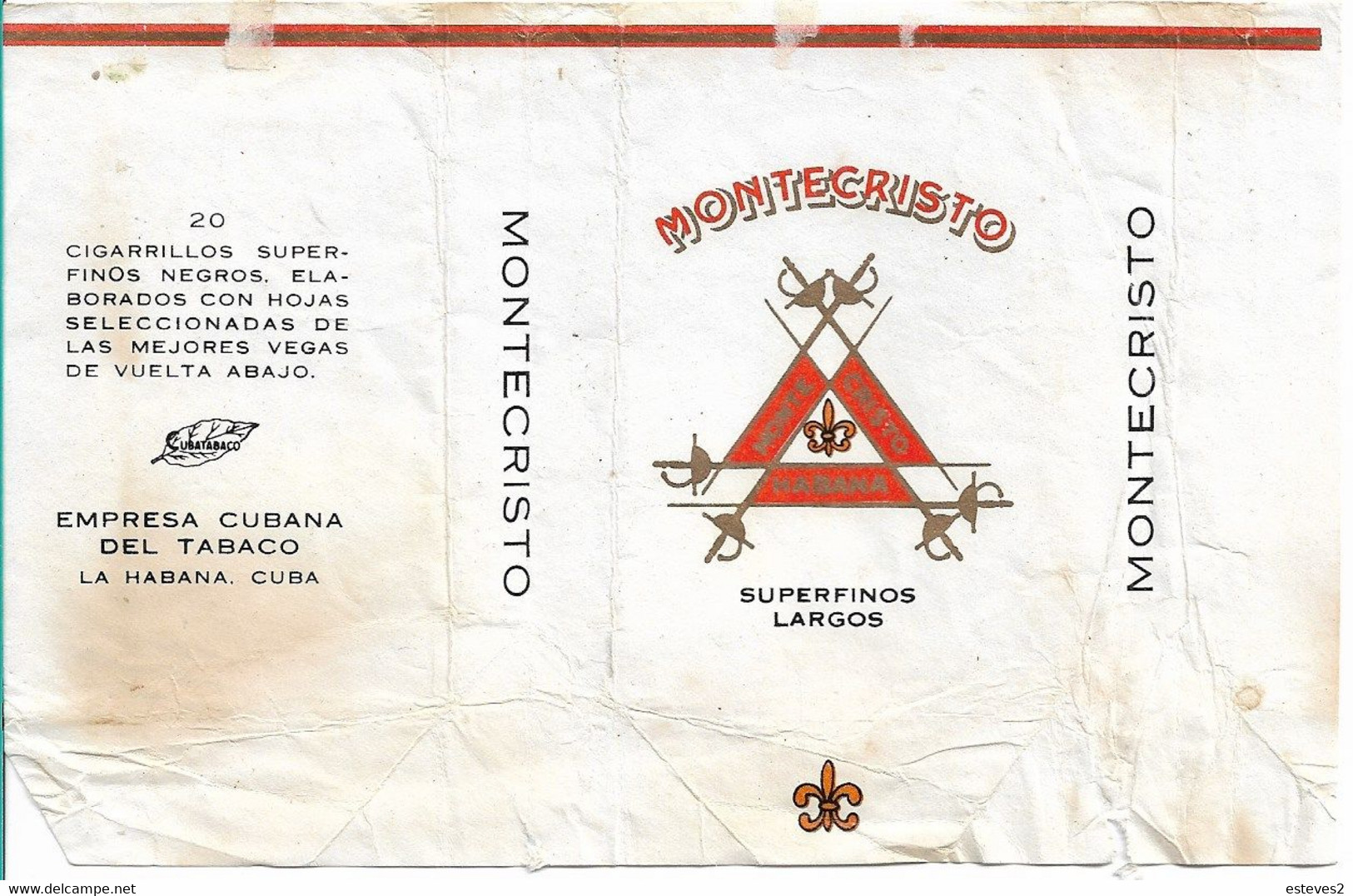 Cuba   , MONTECRISTO  Empty Tobacco Paper Pack - Contenitori Di Tabacco (vuoti)