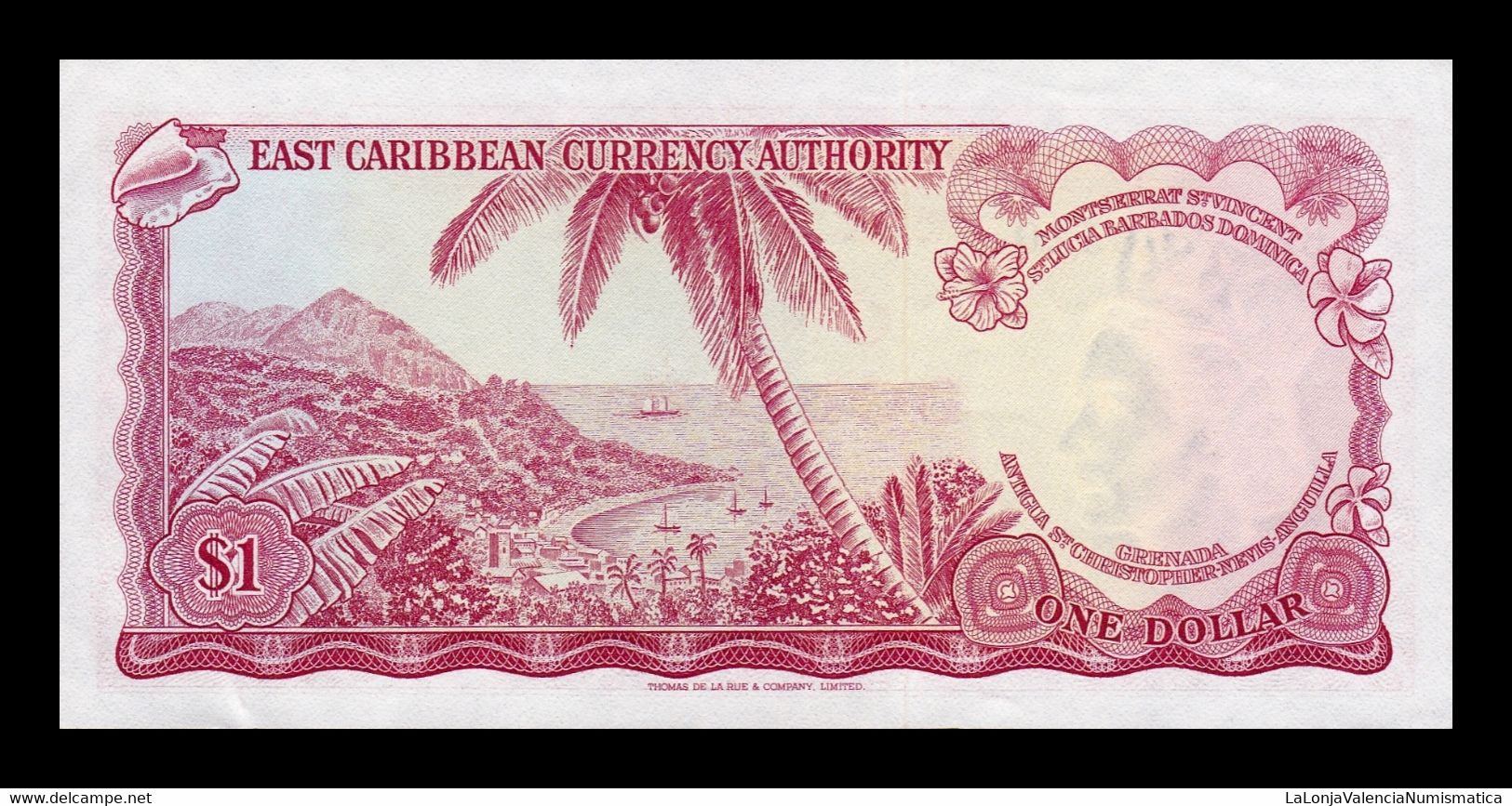 Estados Del Caribe East Caribbean 1 Dollar Elizabeth II ND (1965) Pick 13d(1) SC- AUNC - East Carribeans