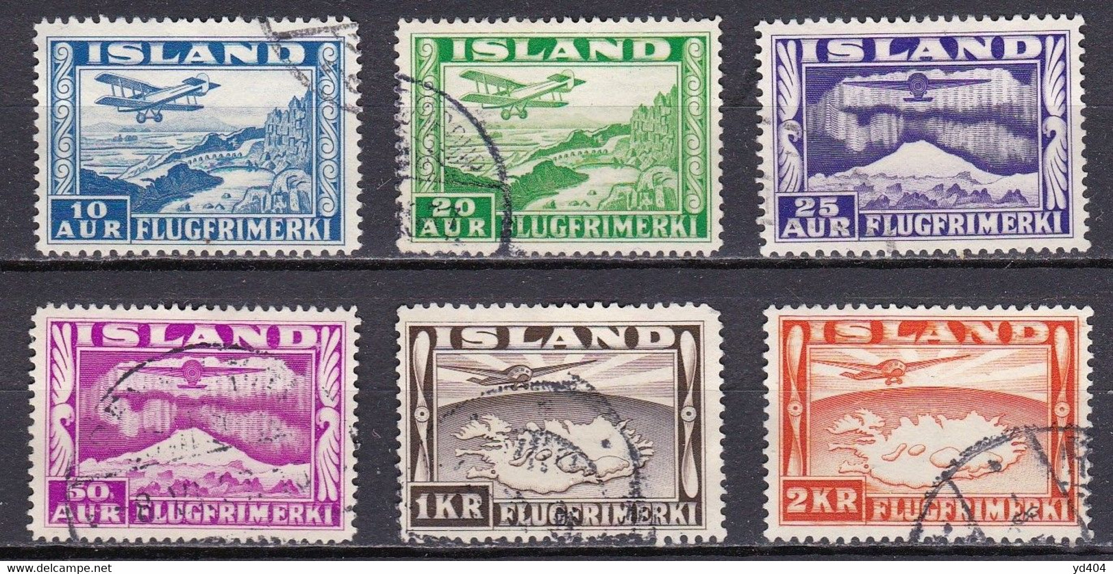 IS328 – ISLANDE – ICELAND – 1934 – PLANE OVER THINGVALLA – SG # 208/13 USED 91 € - Luchtpost