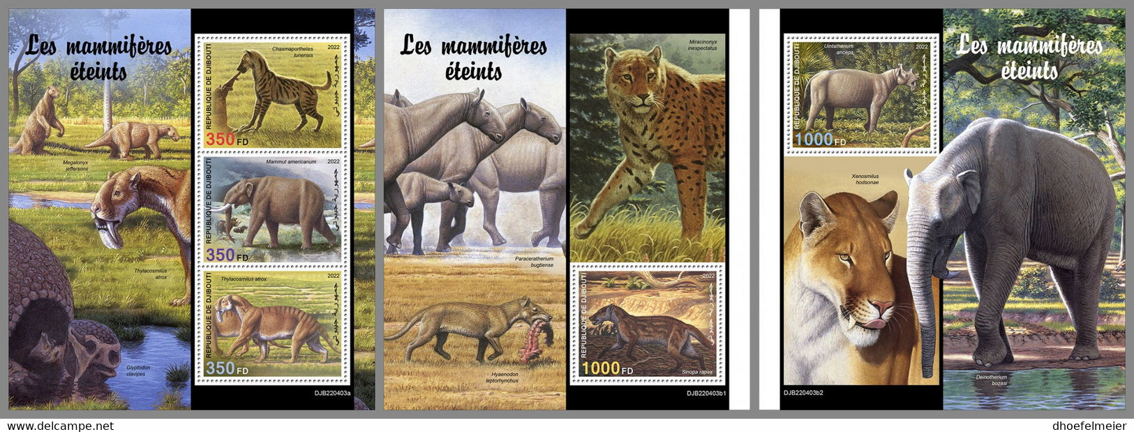 DJIBOUTI 2022 MNH Extinct Mammals Ausgestorbene Säugetiere Mammiferes Eteints M/S+2S/S - OFFICIAL ISSUE - DHQ2239 - Prehistorics