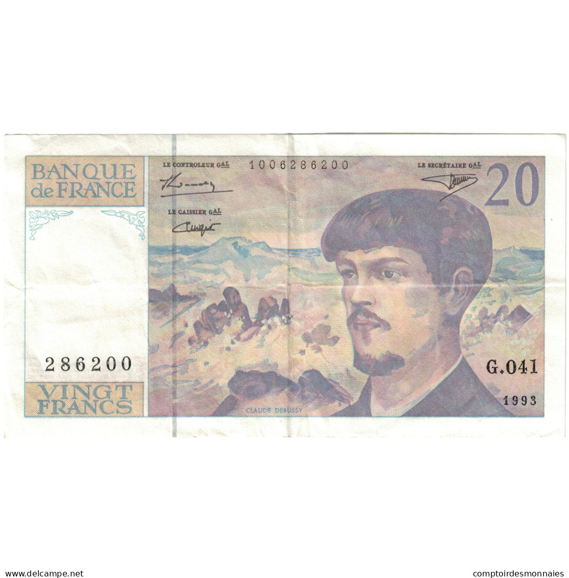 France, 20 Francs, 1993, G.041 286200, TTB, Fayette:66bis.5, KM:151g - 20 F 1980-1997 ''Debussy''