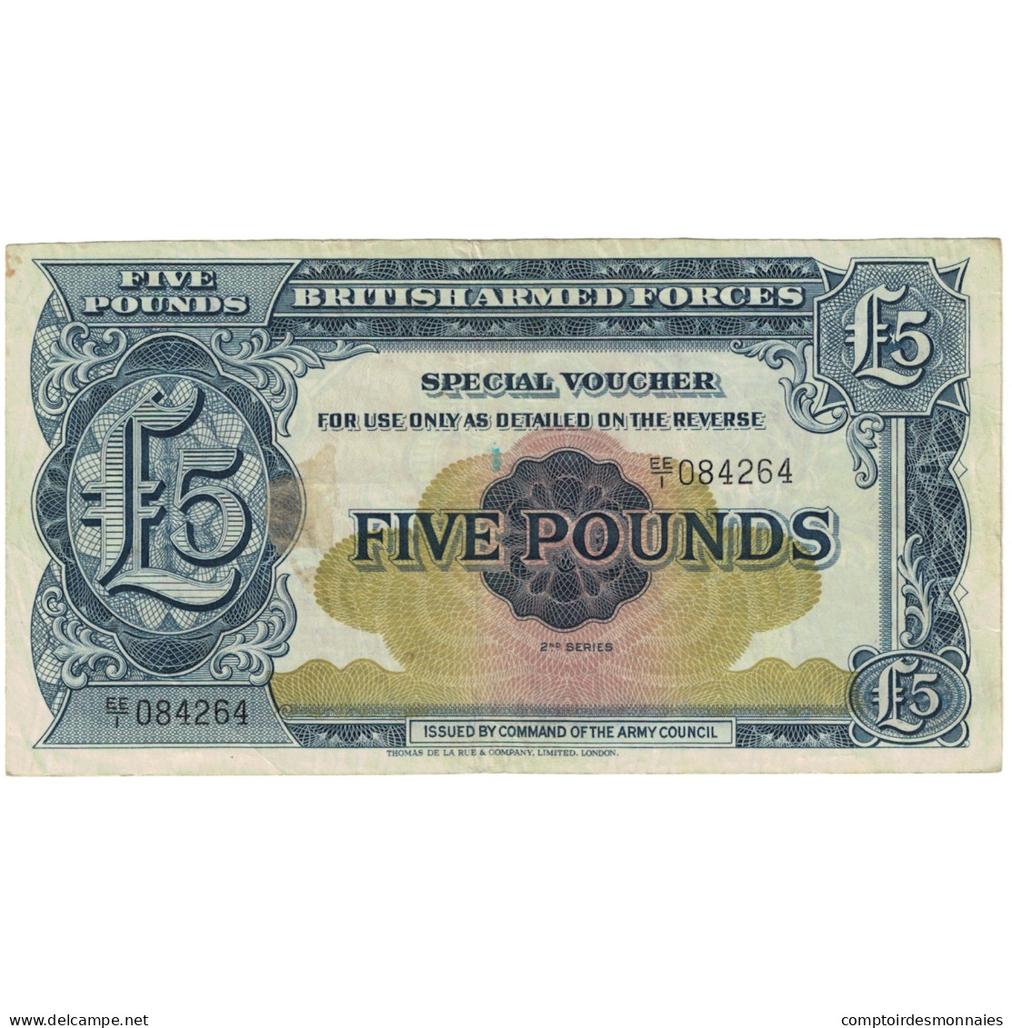 Billet, Grande-Bretagne, 5 Pounds, KM:M23, TB - British Armed Forces & Special Vouchers