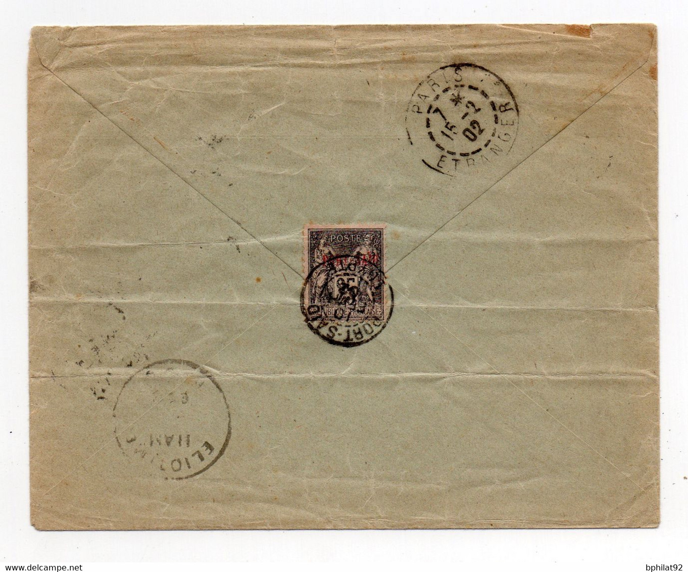 !!! PORT SAID, LETTRE DE 1902 POUR LES USA, AFFRANCH SAGE AU DOS - Covers & Documents