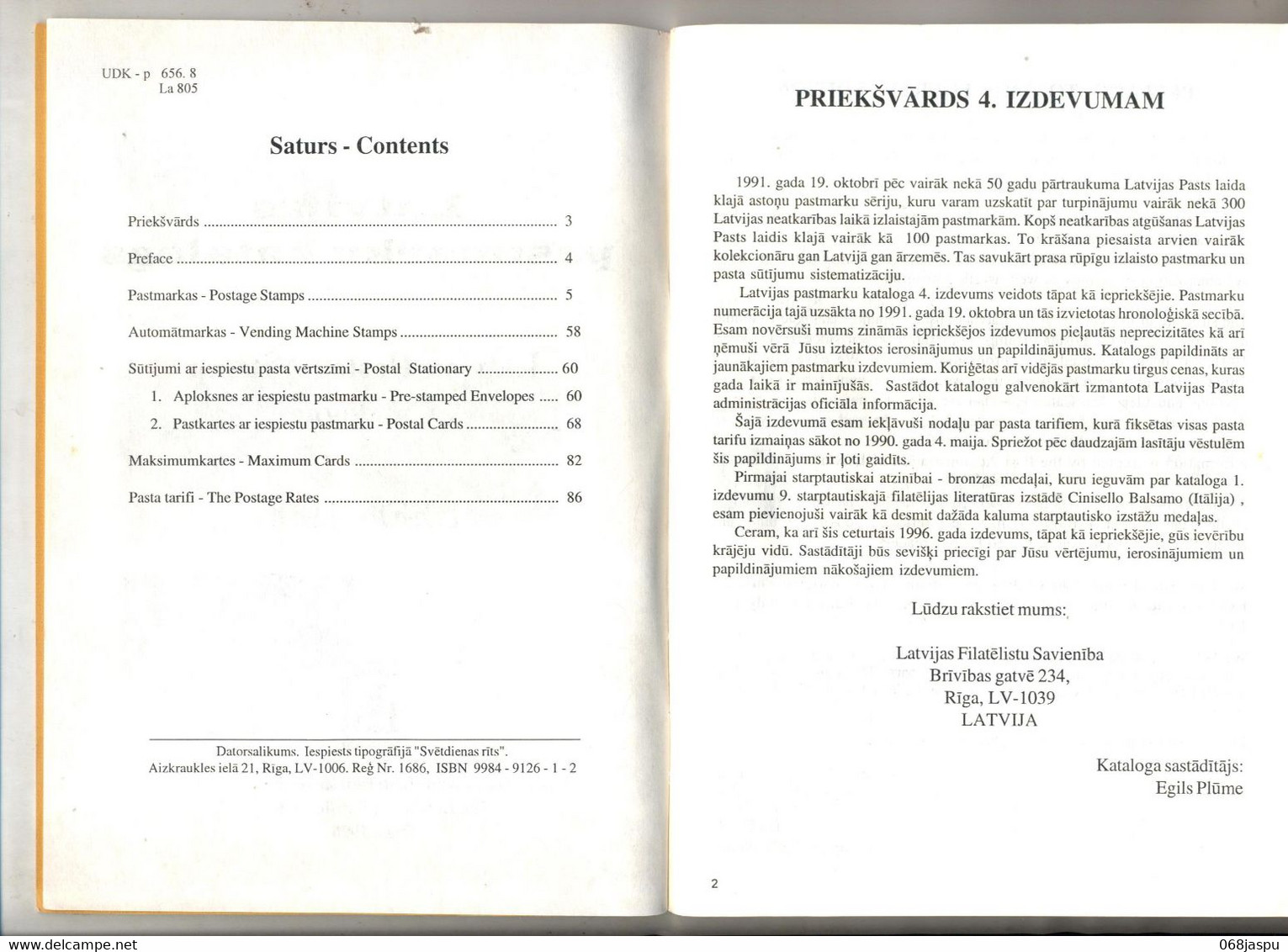 Catalogue Vente Lettonie 1997 - Catalogi Van Veilinghuizen