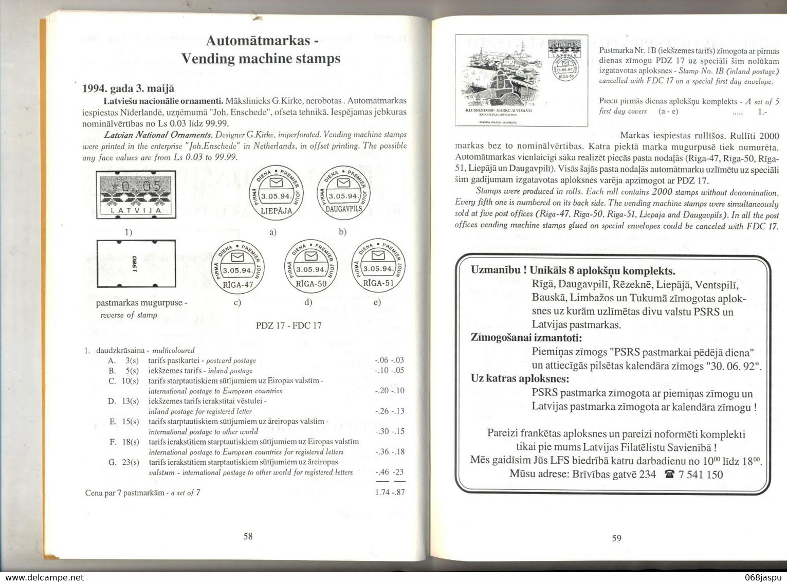 Catalogue Vente Lettonie 1997 - Auktionskataloge