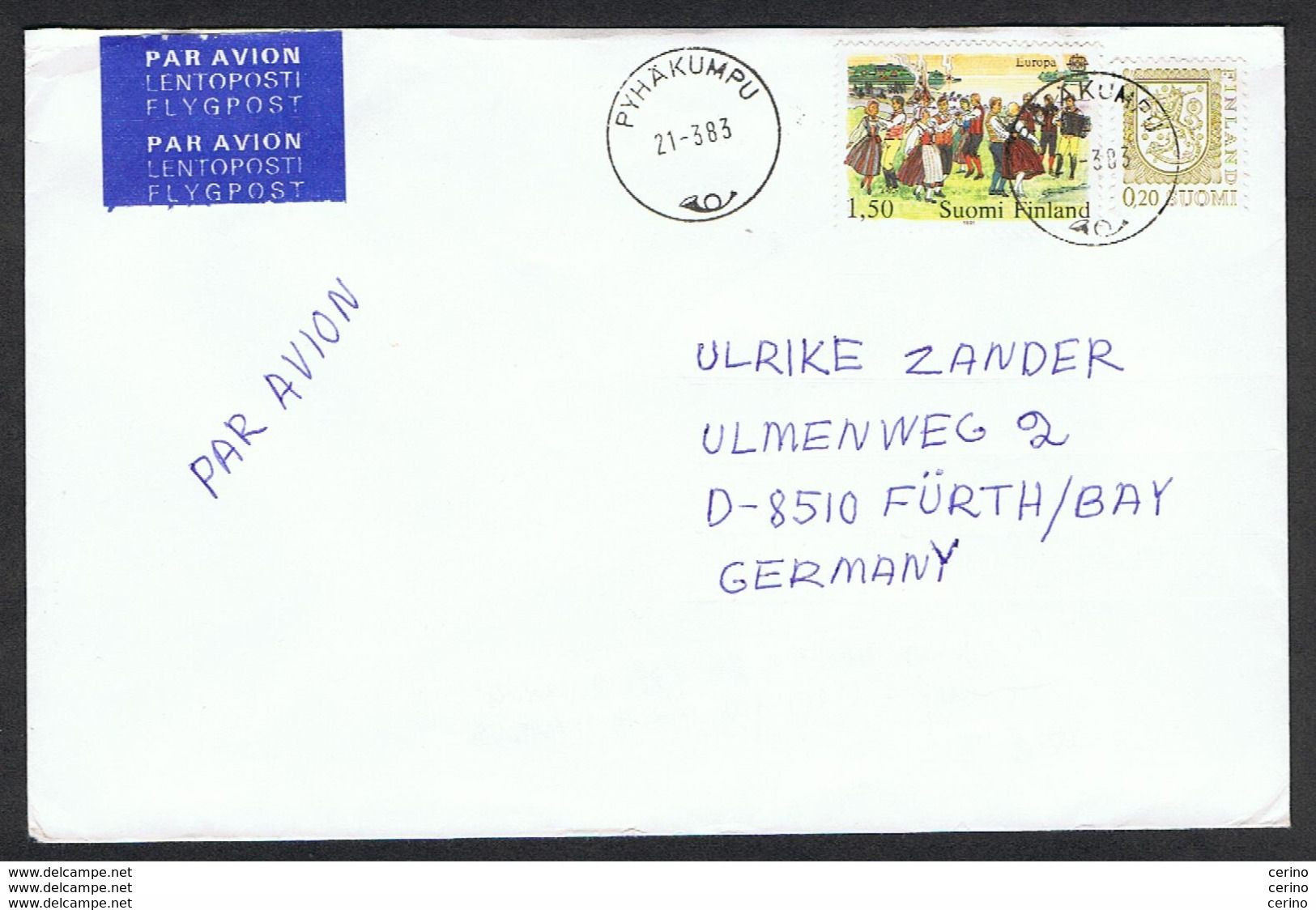 FINLAND: 1983 COVERT WITH:  20 P. + 1 M.50 EUROPE CEPT (771 + 846) - TO GERMANY - Storia Postale