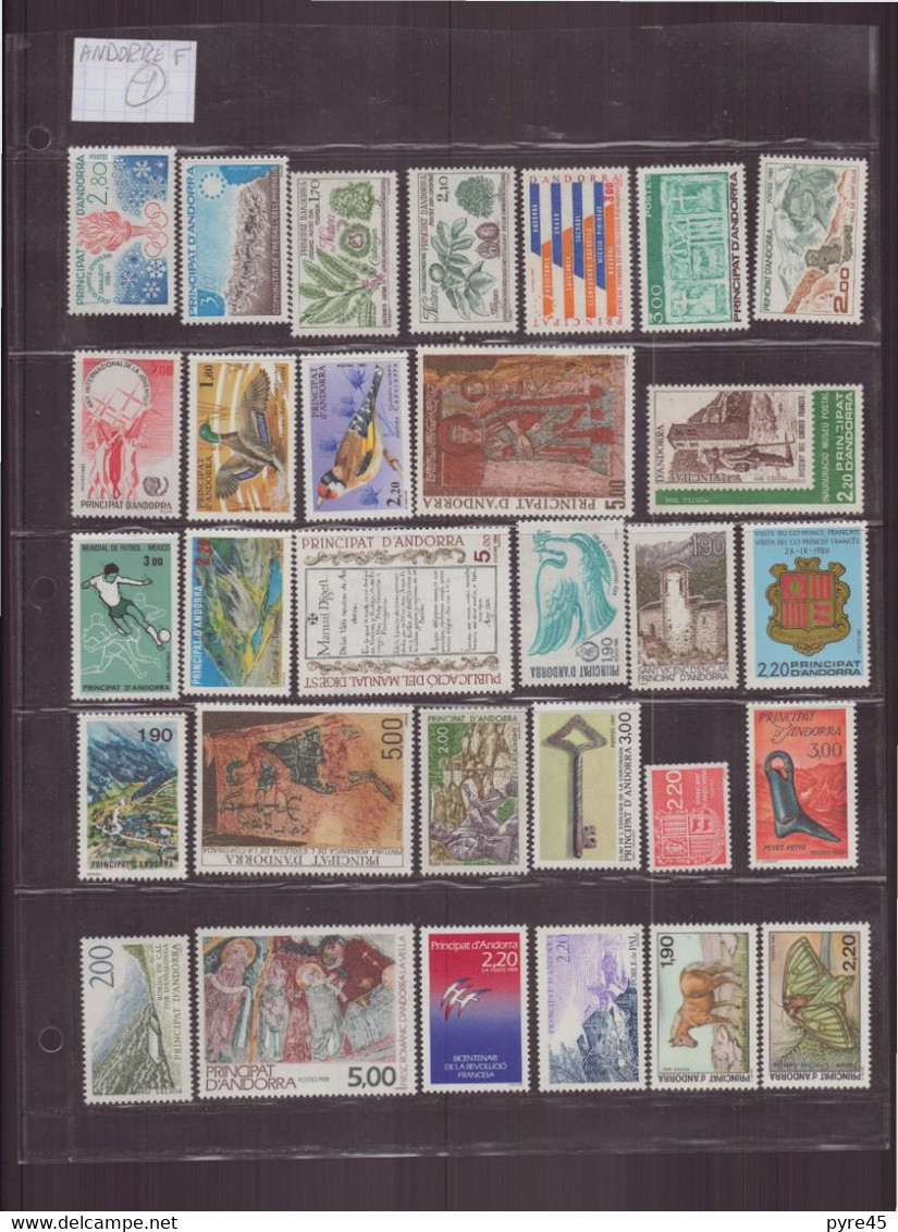 ANDORRE FRANCAIS LOT DE 109 TIMBRES ** TOUTE PERIODE COTE 192 EUROS - Colecciones