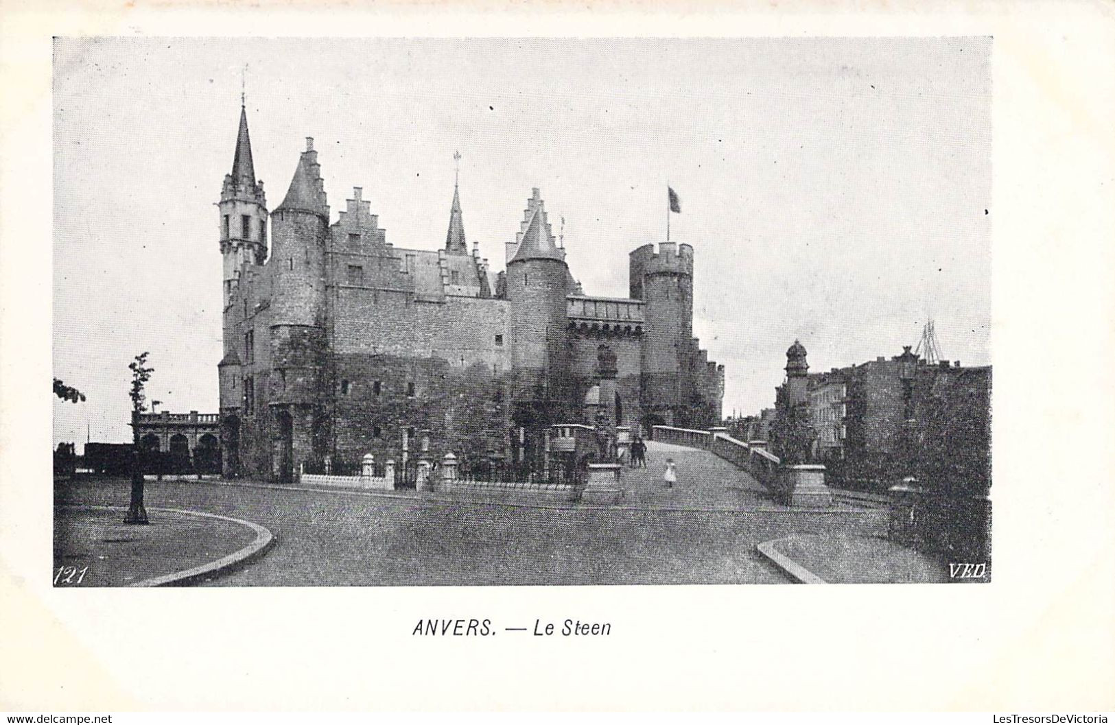 CPA Belgique - Anvers - Antwerpen - Le Steen - Château - Tour - Animée - Dos Non Divisée - Pont - Antwerpen