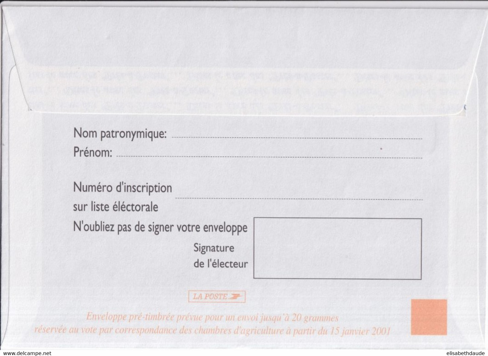 ENVELOPPE TVP REPIQUAGE DESTINEE Aux ELECTIONS AUX CHAMBRES D'AGRICULTURE ! - Prêts-à-poster:Overprinting/Luquet