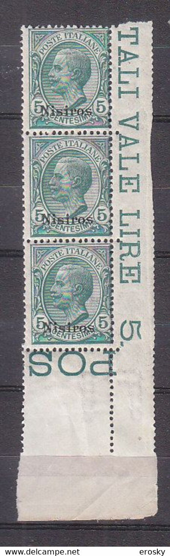 Z2843 - COLONIE ITALIANE EGEO NISIRO SASSONE N°2 ** X3 - Ägäis (Nisiro)