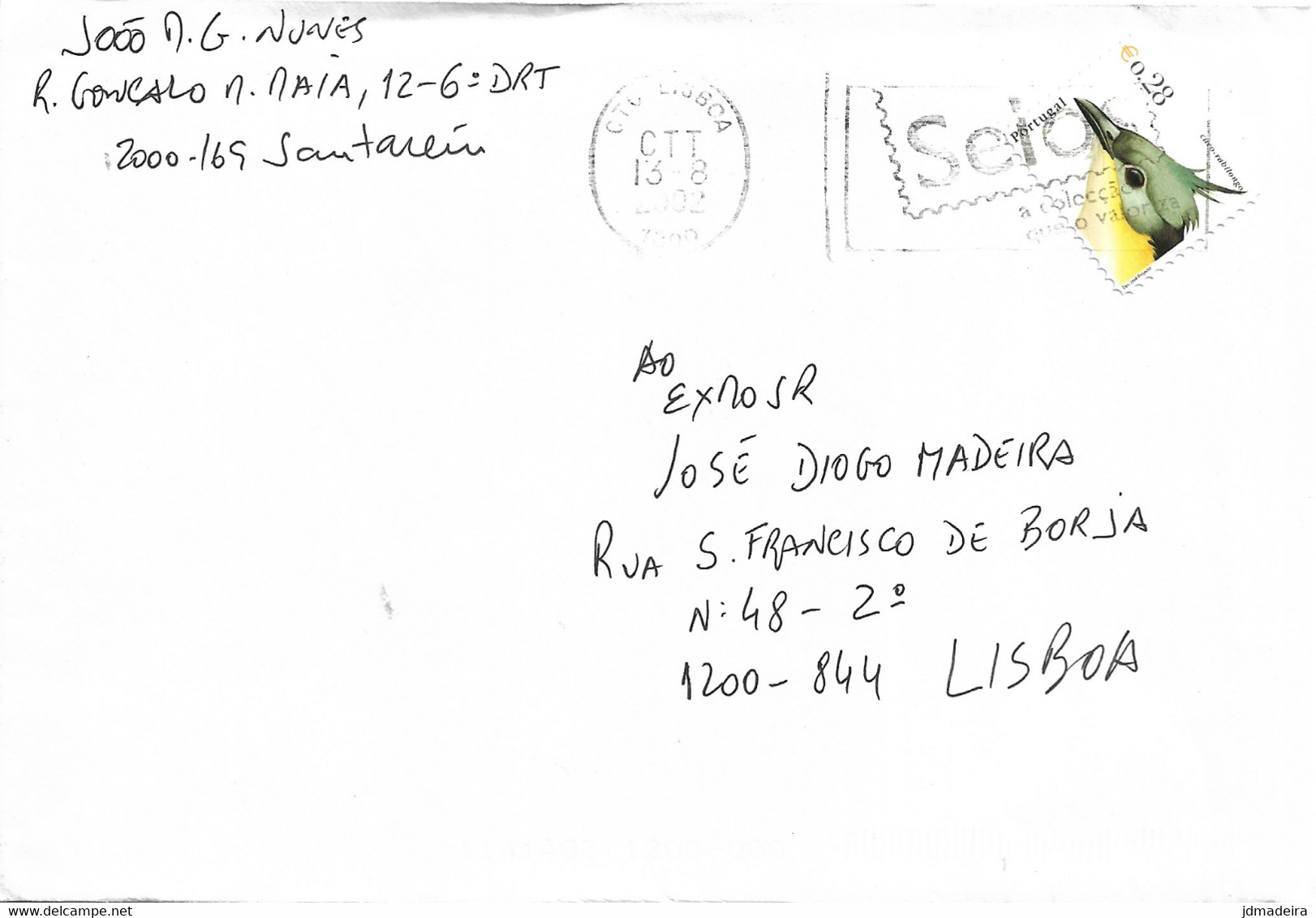 Portugal Cover With Bird Stamp - Cartas & Documentos