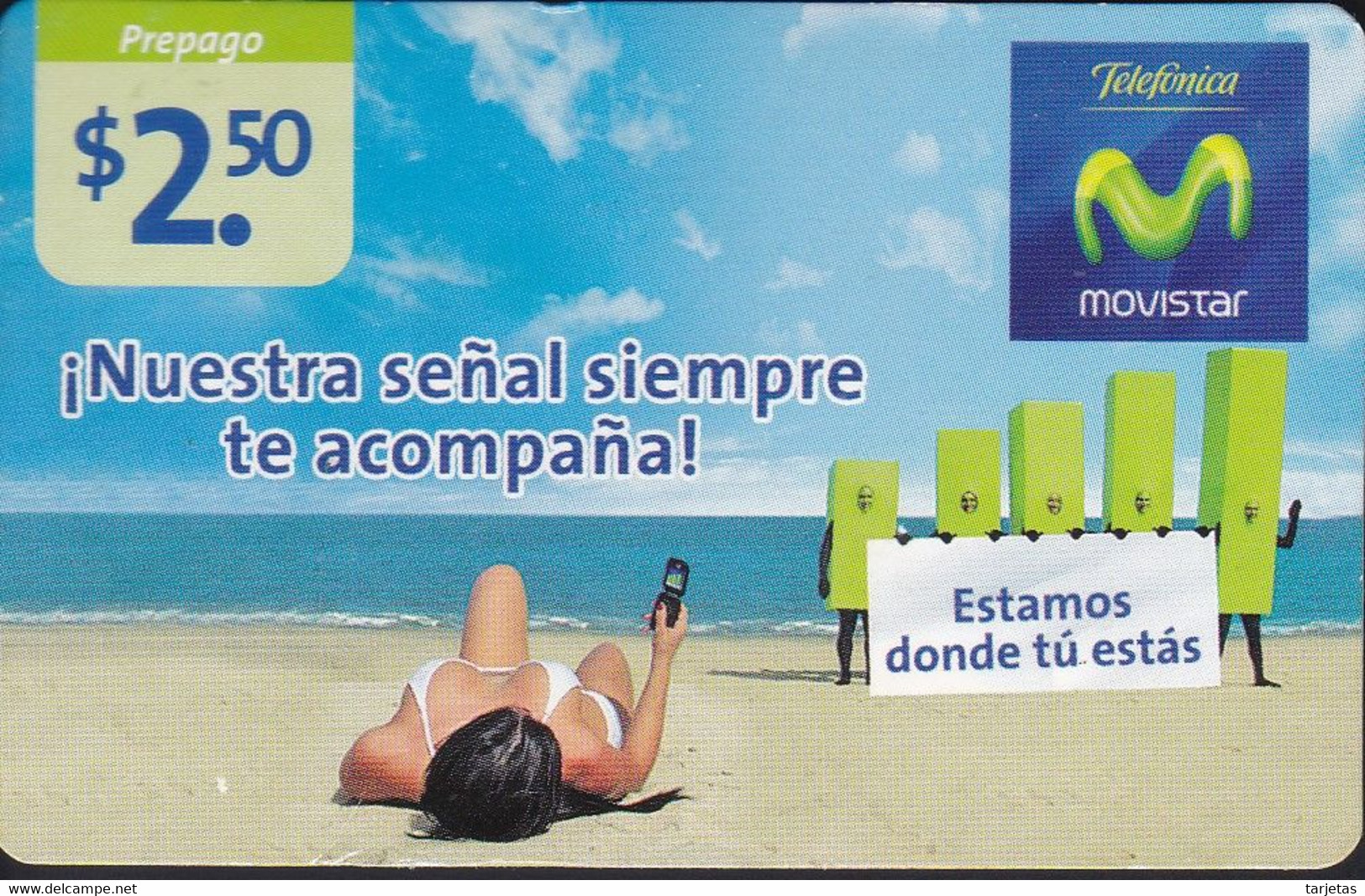 TARJETA DE EL SALVADOR DE TELEFONICA MOVISTAR DE UNA CHICA EN LA PLAYA - El Salvador