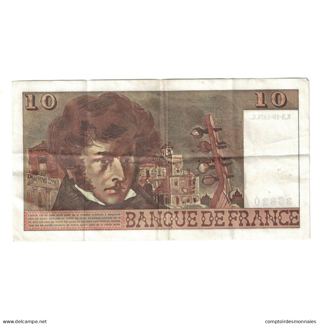 France, 10 Francs, Berlioz, 1974, Y.92, TTB, Fayette:63.7a, KM:150a - 10 F 1972-1978 ''Berlioz''