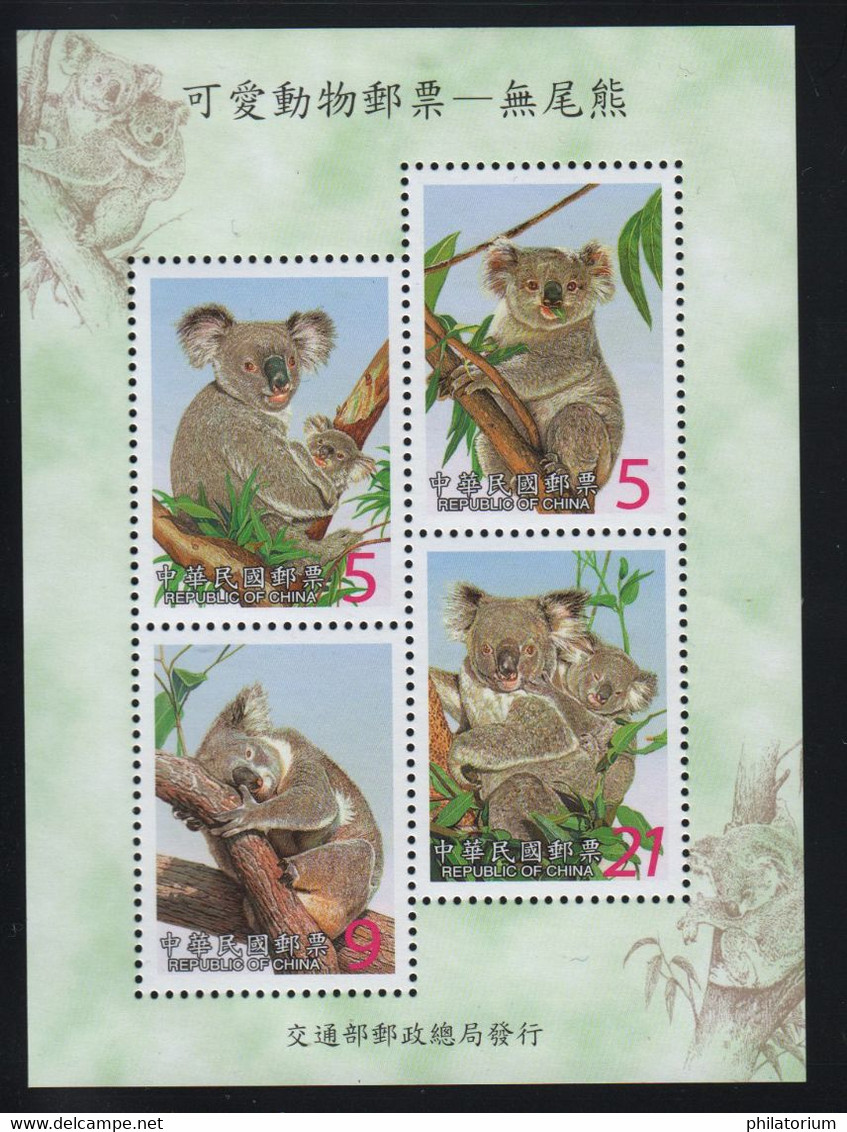 Taïwan (Formose)  Y BF ? (2702, 2703, 2704, 2705), M BL 94 (2793, 2794, 2795, 2796), **, Koala - Unused Stamps