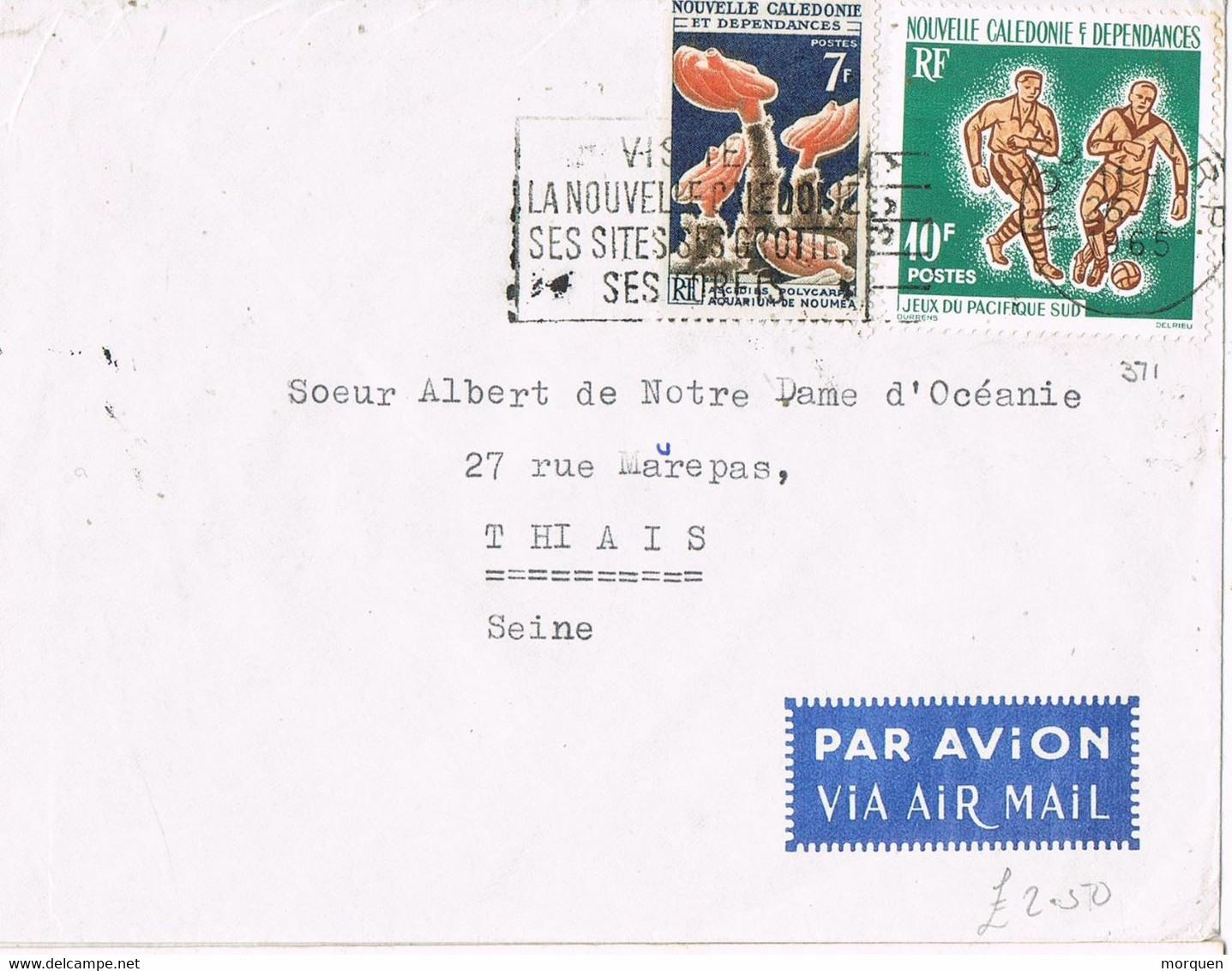 47039. Carta Aerea NOUMEA (Nouvelle Caledonie) 1965. Fechador Slogan Tourisme - Cartas & Documentos
