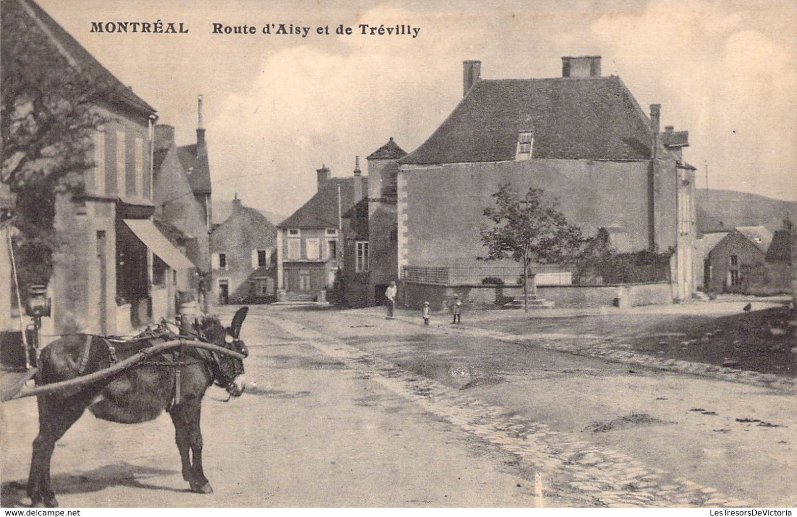 CPA France - Montréal - Route D Aisy Et De Trévilly - Animé - Enfants - Ane - Attelage - Route - 7 Décembre 1928 - Montreal