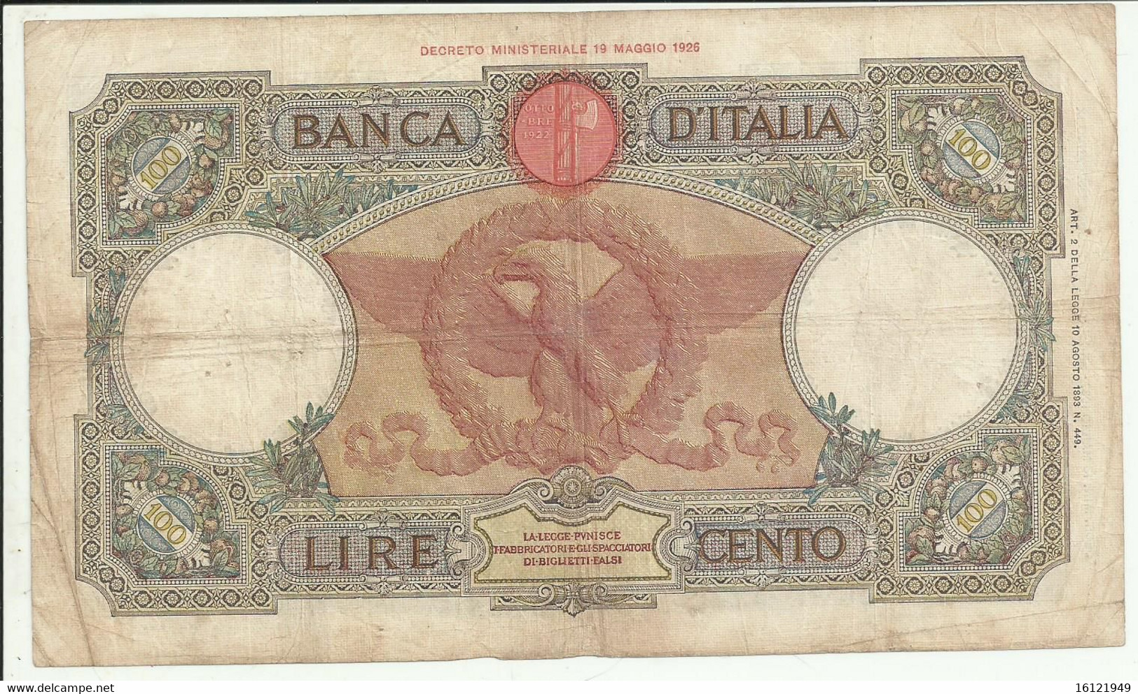 Z195 - 100 LIRE FASCIO - 13/03/1937 - 100 Liras