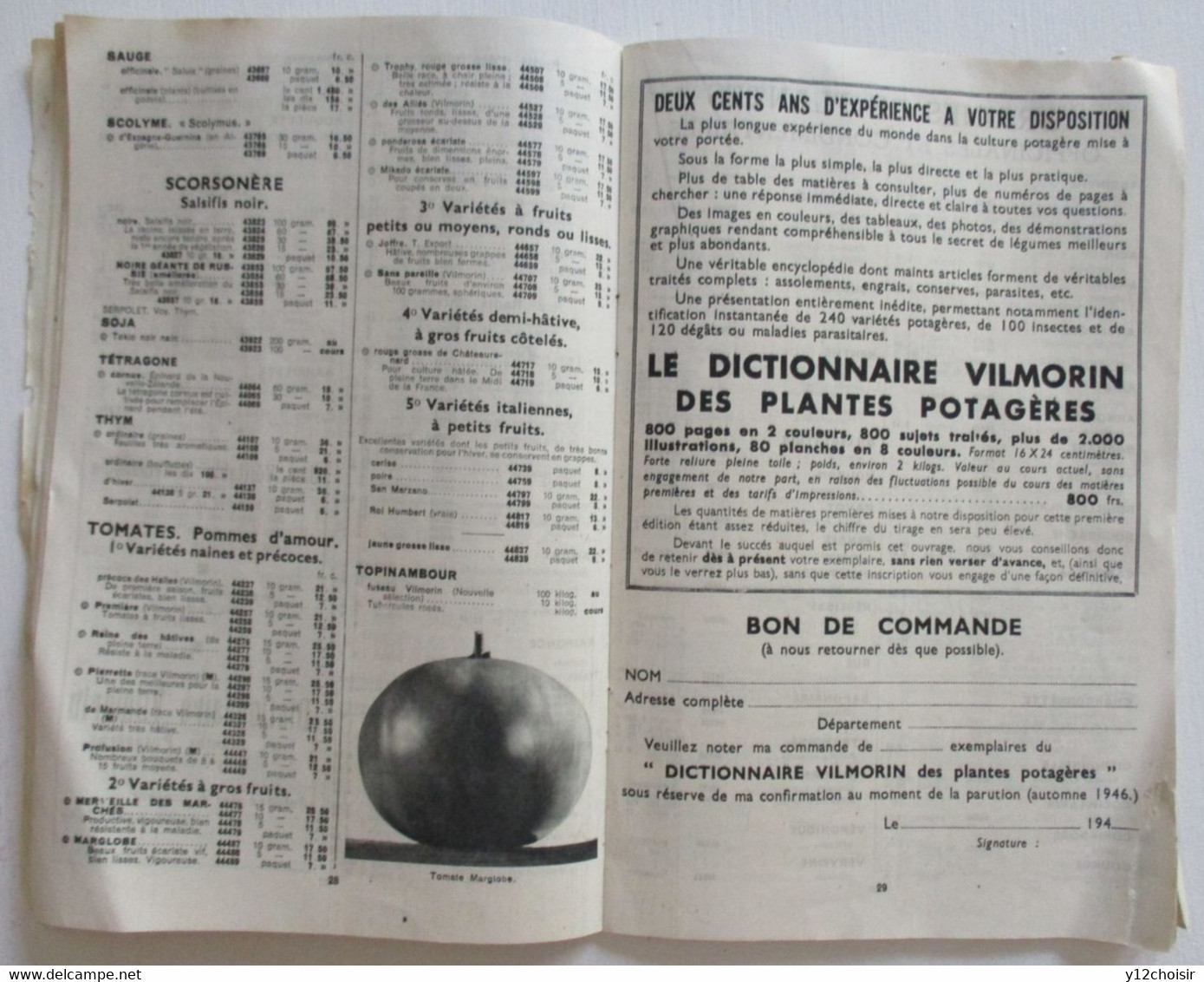 CATALOGUE VILMORIN ANDRIEUX 1946 - 64 PAGES