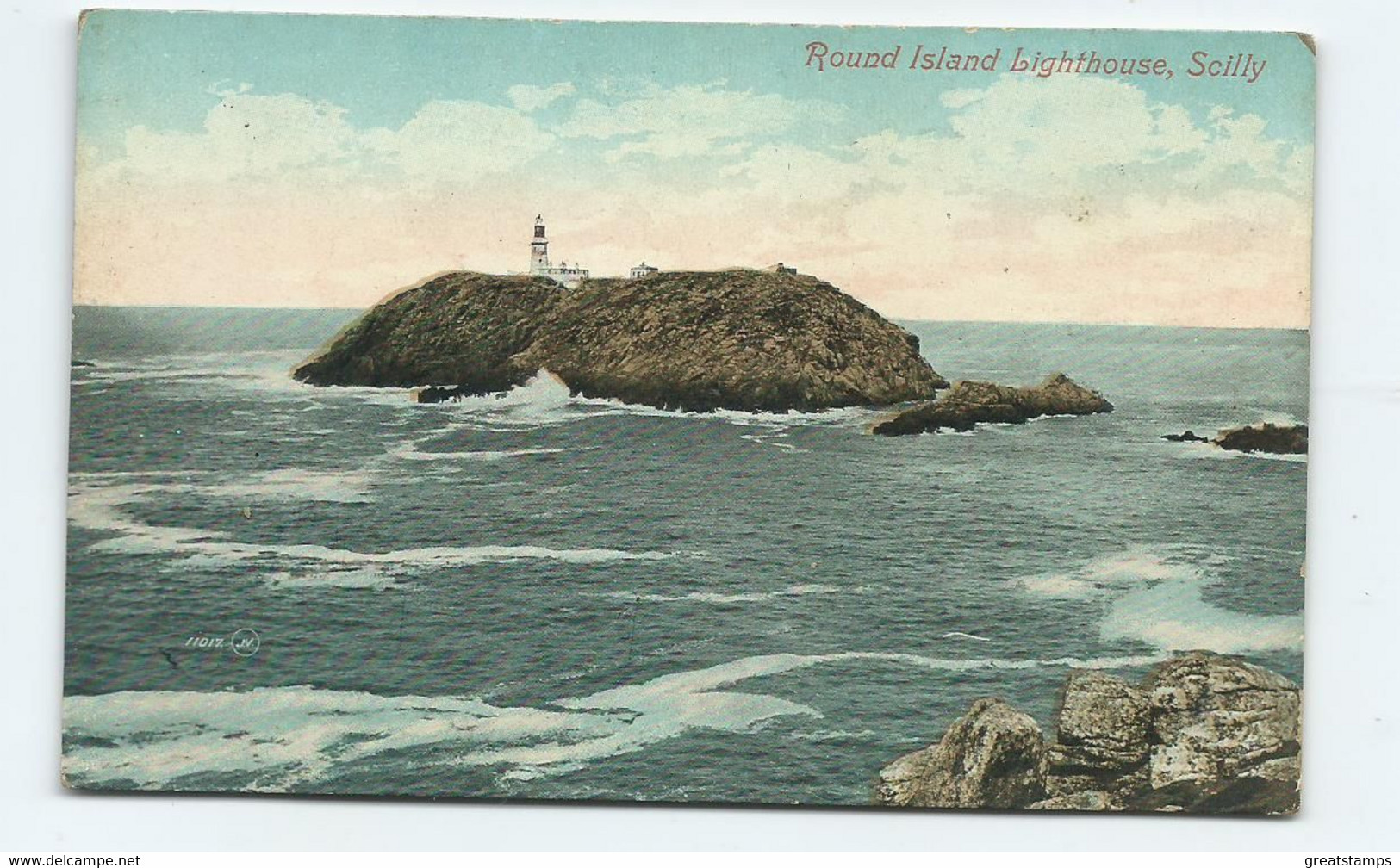Cornwall Postcard  Round Island Lighthouse Scilly Unused Valentine's - Scilly Isles