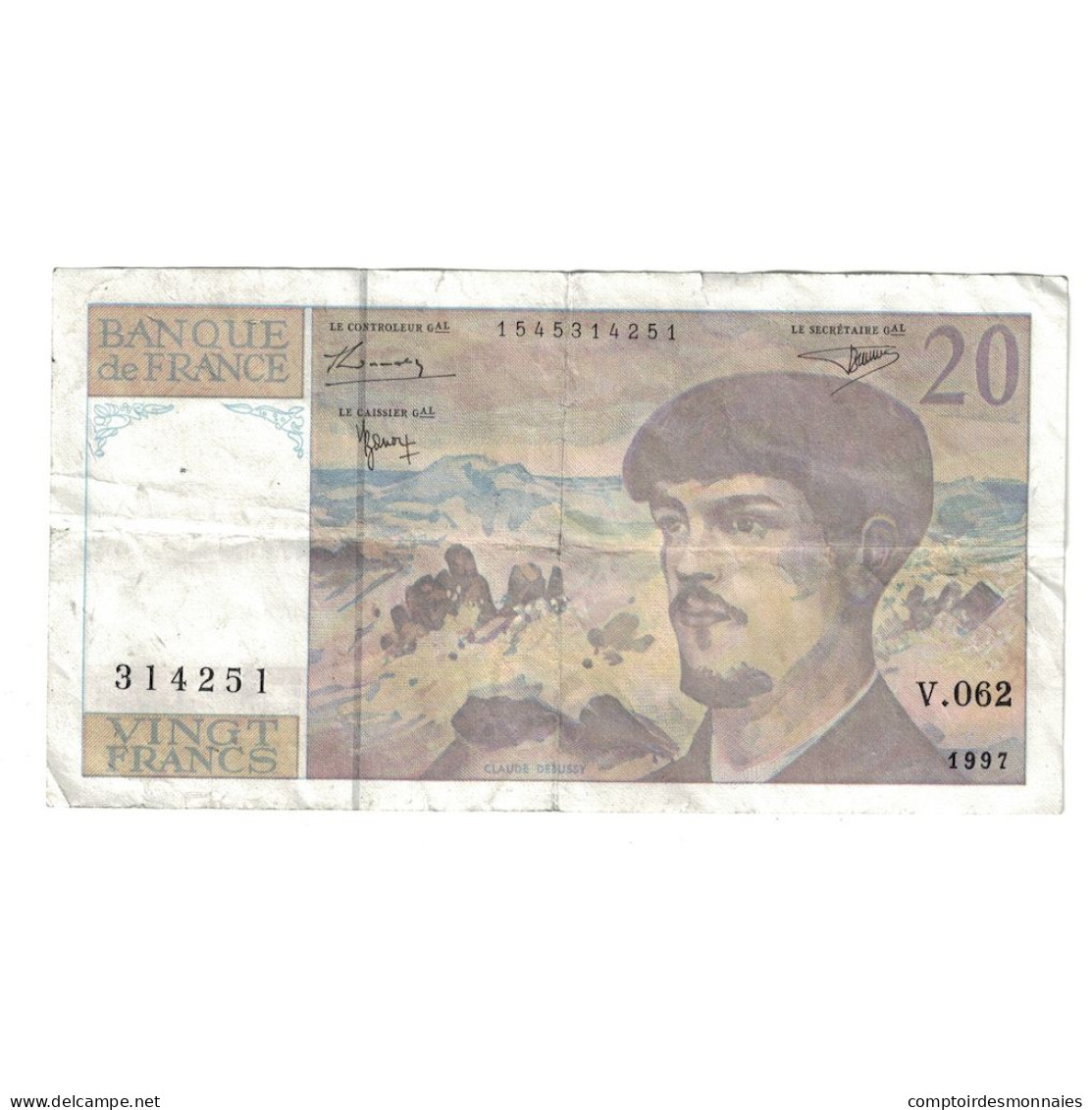 France, 20 Francs, Debussy, 1997, V.062, TB+, Fayette:66ter.02A62, KM:151i - 20 F 1980-1997 ''Debussy''