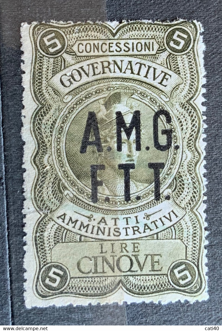 TRIESTE A - AMG FTT  - MARCA DA BOLLO  ATTI AMMINISTRATIVI - LIRE 5 - Revenue Stamps