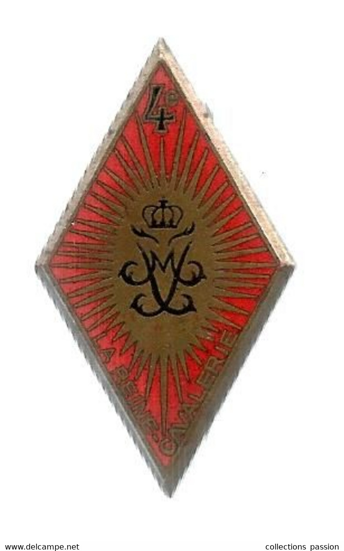 Insigne, Militaria, 4 éme Régiment De Cuirassé , Arthus Bertrand Paris , G 942 , 2 Scans, Frais Fr 1.95 E - Other & Unclassified
