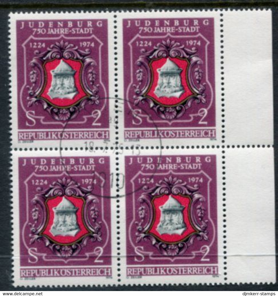 AUSTRIA 1974 750th Anniversary Of Judenburg Block Of 4 Used.  Michel 1447 - Used Stamps