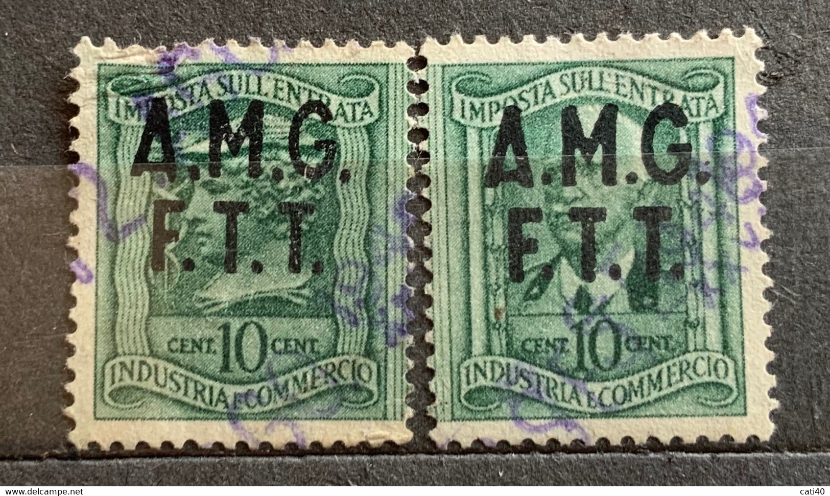 TRIESTE A - AMG FTT  - MARCA DA BOLLO  IMP. ENTRATA 10 C., Le Due Parti - Revenue Stamps