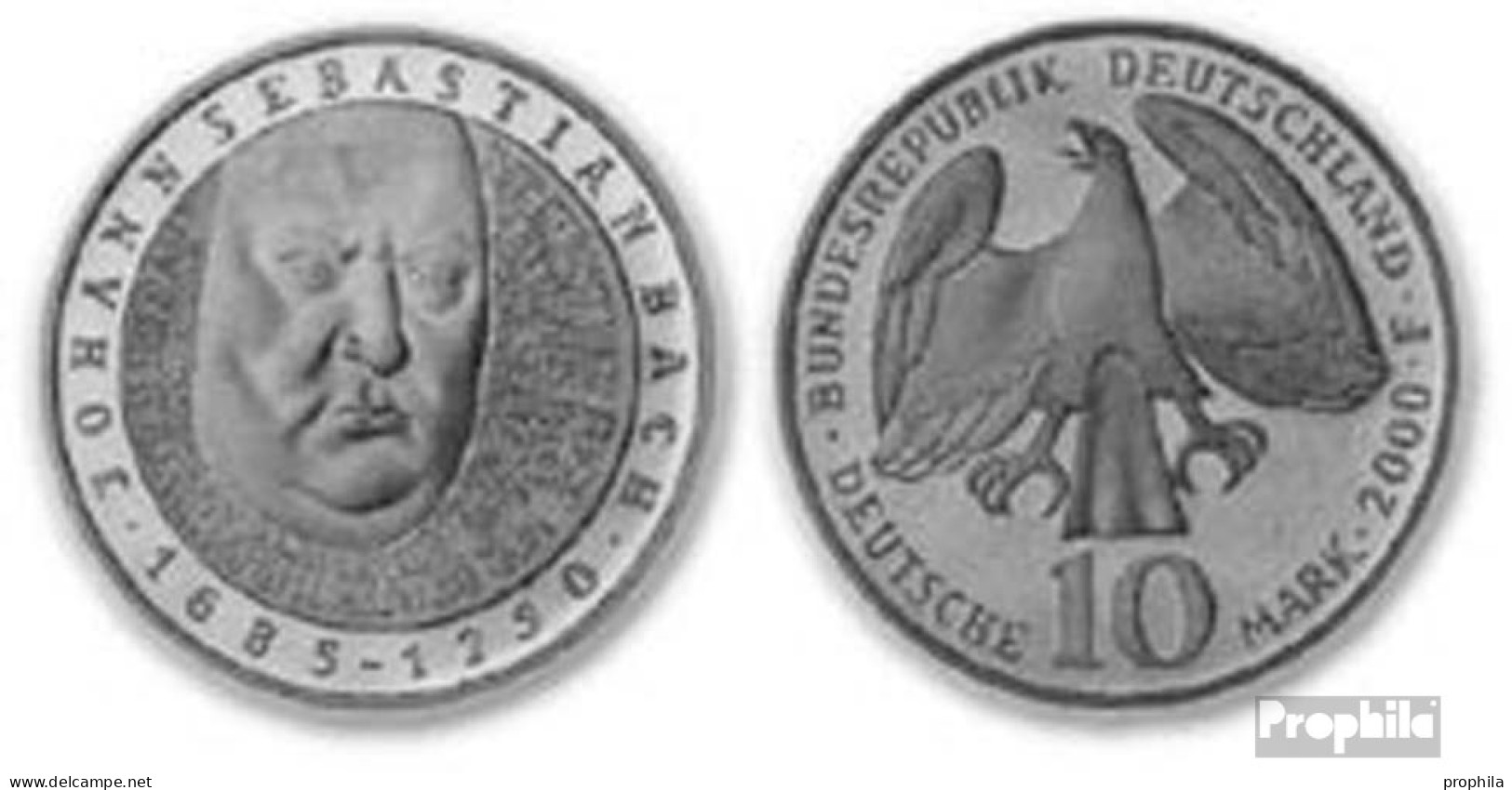 BRD (BR.Deutschland) Jägernr: 476 2000 F Stgl./unzirkuliert Silber Stgl./unzirkuliert 2000 10 DM Bach - Conmemorativas