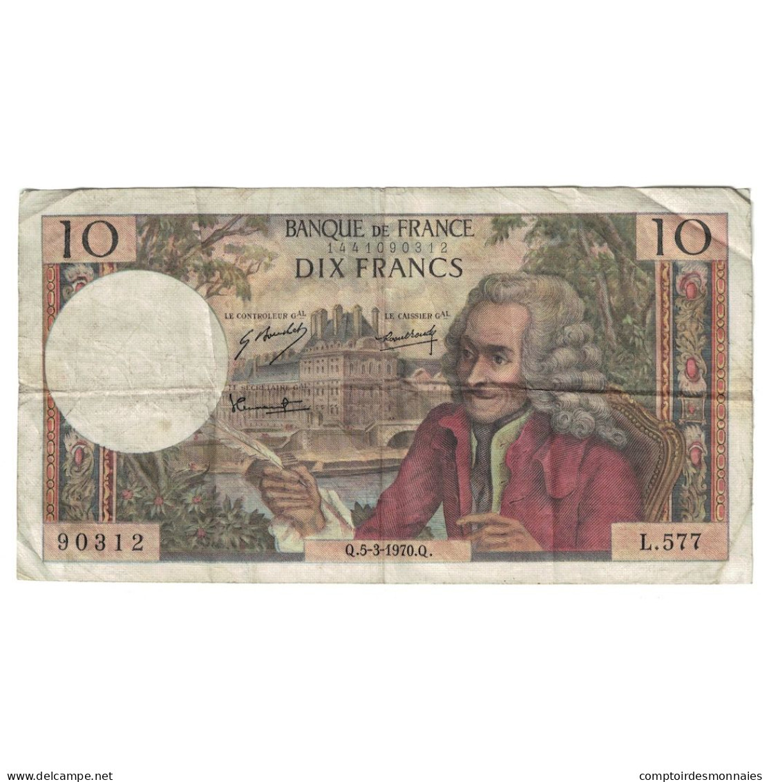 France, 10 Francs, Voltaire, 1969, L.577, TB+, Fayette:62.43, KM:147c - 10 F 1963-1973 ''Voltaire''