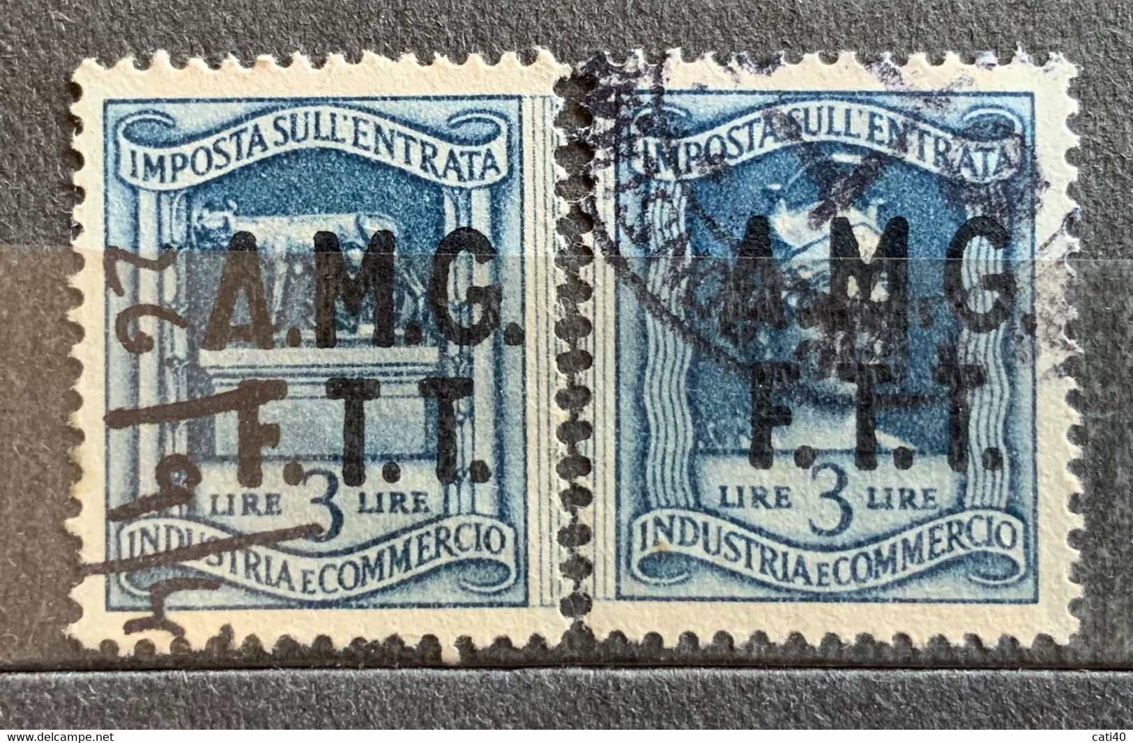 TRIESTE A - AMG FTT  - MARCA DA BOLLO  IMP. ENTRATA L.3 Le Due Parti - Revenue Stamps