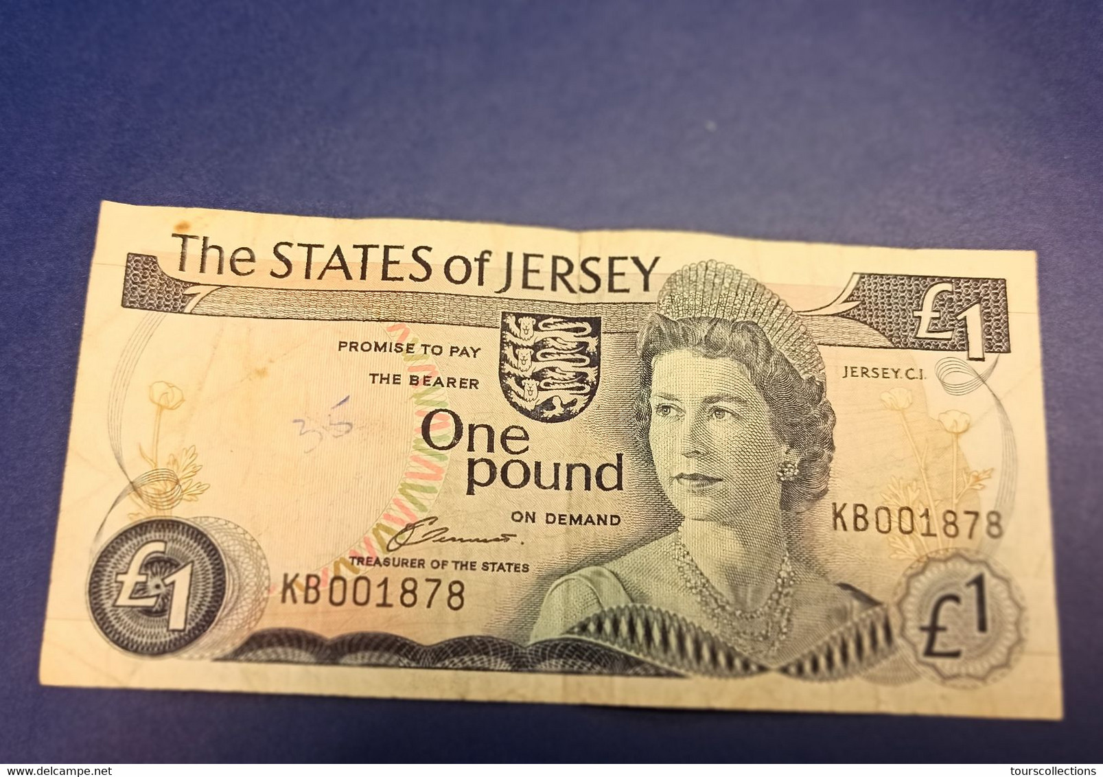 Billet ROYAUME UNI - States Of JERSEY - ILES - Reine ELISABETH II - 1 POUND 1972 à 1983 - KB001878 - Sign.2  J. Clennett - Jersey