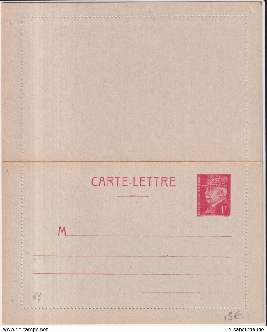 PETAIN - 1941 - CARTE LETTRE ENTIER 1F NEUVE - COTE STORCH = 45 EUR. - Letter Cards