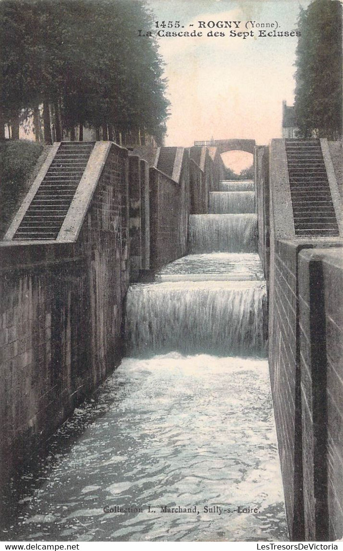 CPA France - Yonne - Rogny - LA Cascade Des Sept Ecluses - Colorisée - Oblitération Ambulante 1906 Gien à Auxerre - Otros & Sin Clasificación