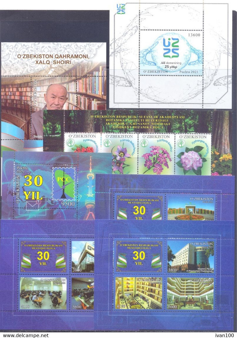 2021. Uzbekistan, Complete  Year Set 2021, 12 Stamps + 2 Sheetlets + 23 S/s, Mint/** - Usbekistan