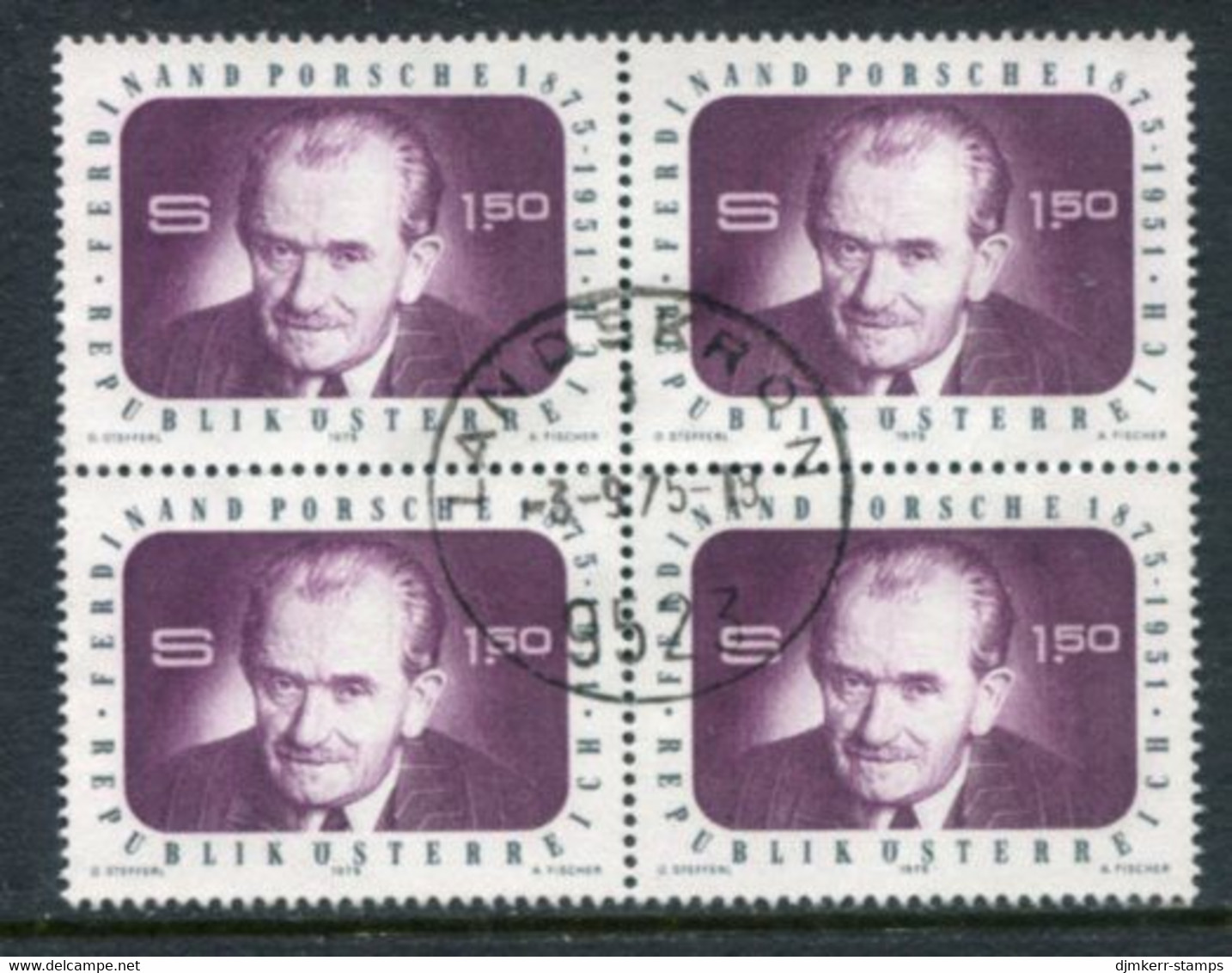 AUSTRIA 1975 Porsche Centenary Block Of 4 Used.  Michel 1491 - Gebraucht