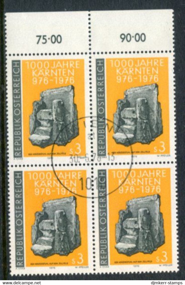 AUSTRIA 1976 Millenary Of Carinthia Block Of 4 Used.  Michel 1511 - Used Stamps