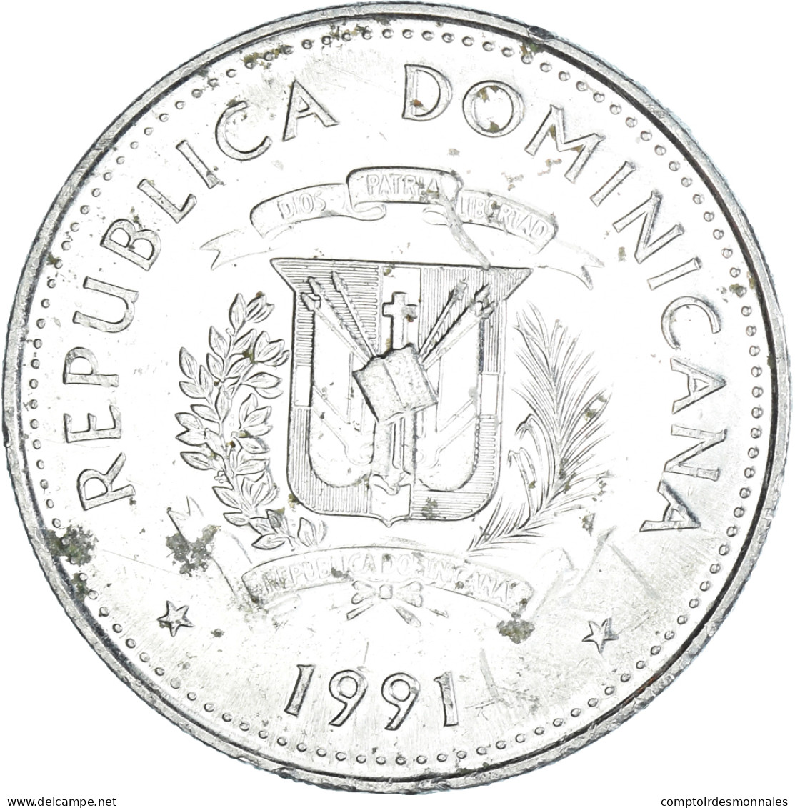 Monnaie, République Dominicaine, 25 Centavos, 1991 - Dominicana