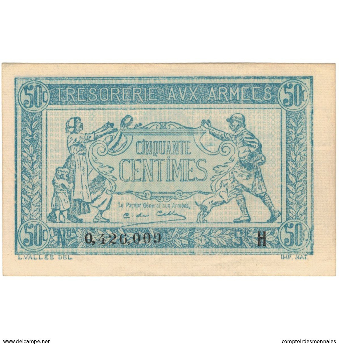 France, 50 Centimes, 1917-1919 Army Treasury, 0 426 009, SPL, Fayette:VF01.08 - 1917-1919 Armeekasse